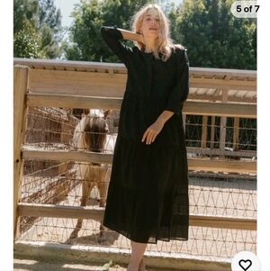 Jenni Kayne James Black Tiered Long Sleeve Dress Lined